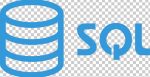 Blue database icon next to the letters "SQL" on a transparent background.