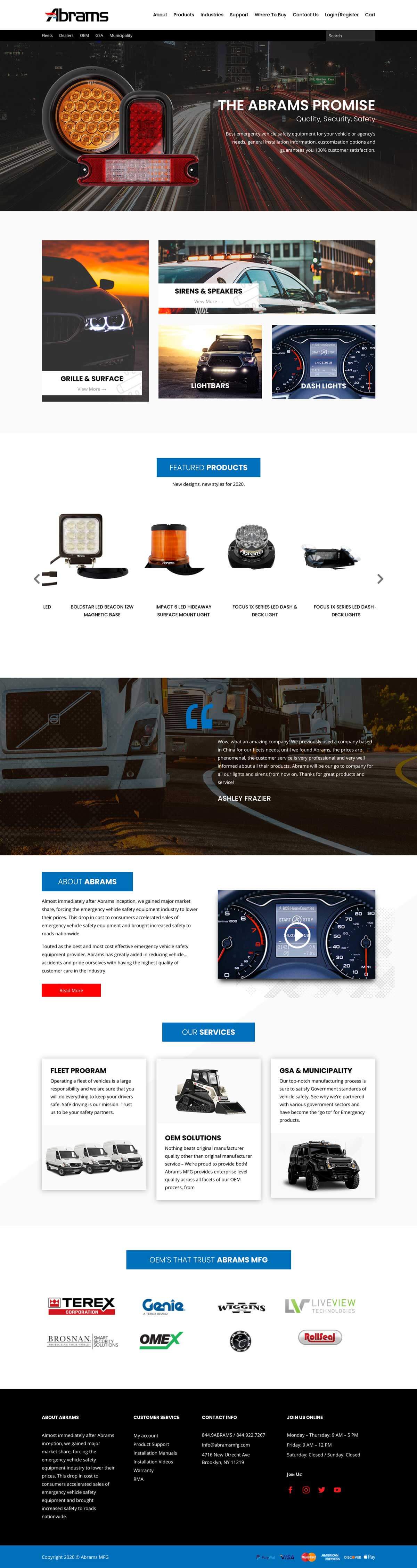 Abrams Manufacturing - Full Page Website Layout by OK Omni