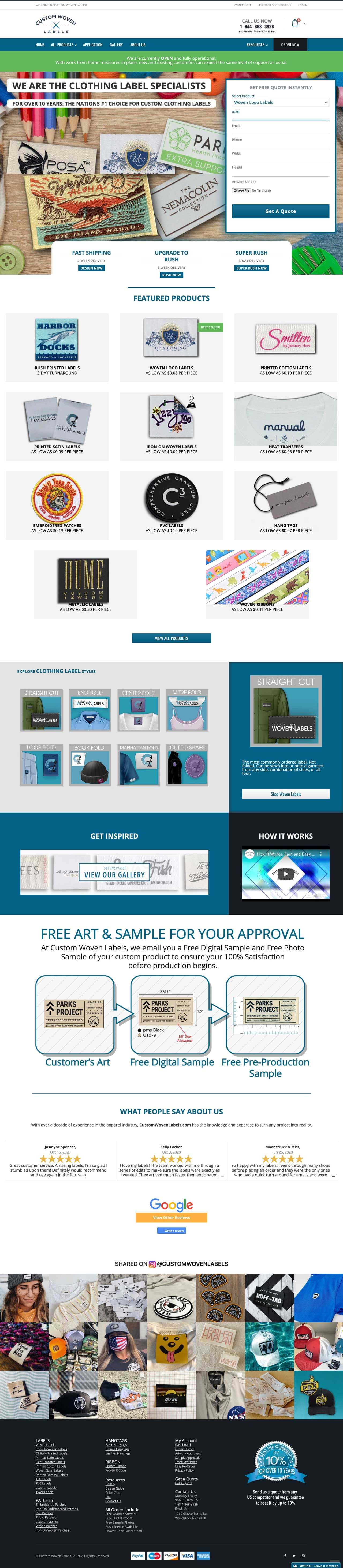 Custom Woven Labels - Full Website Layout by Ok Omni