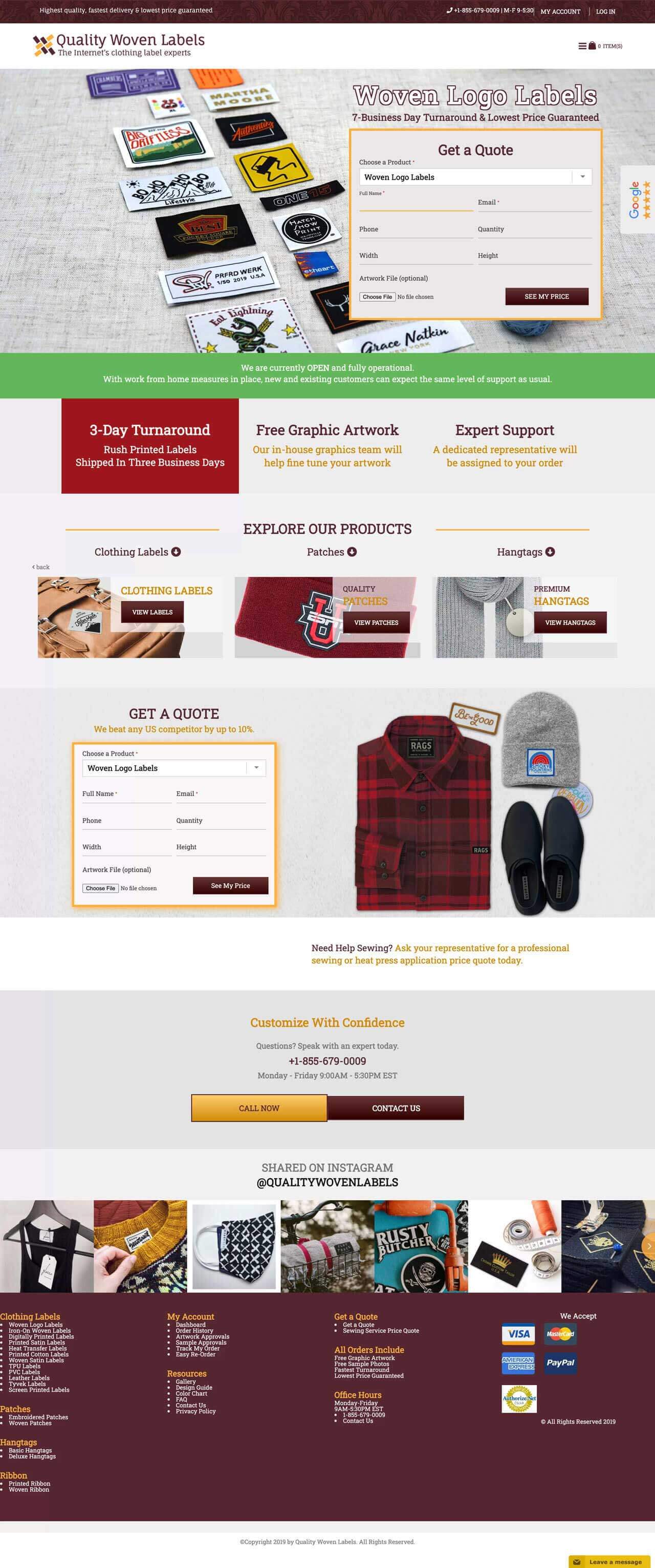 Quality Woven Labels - Website Design Layout by Ok Omni