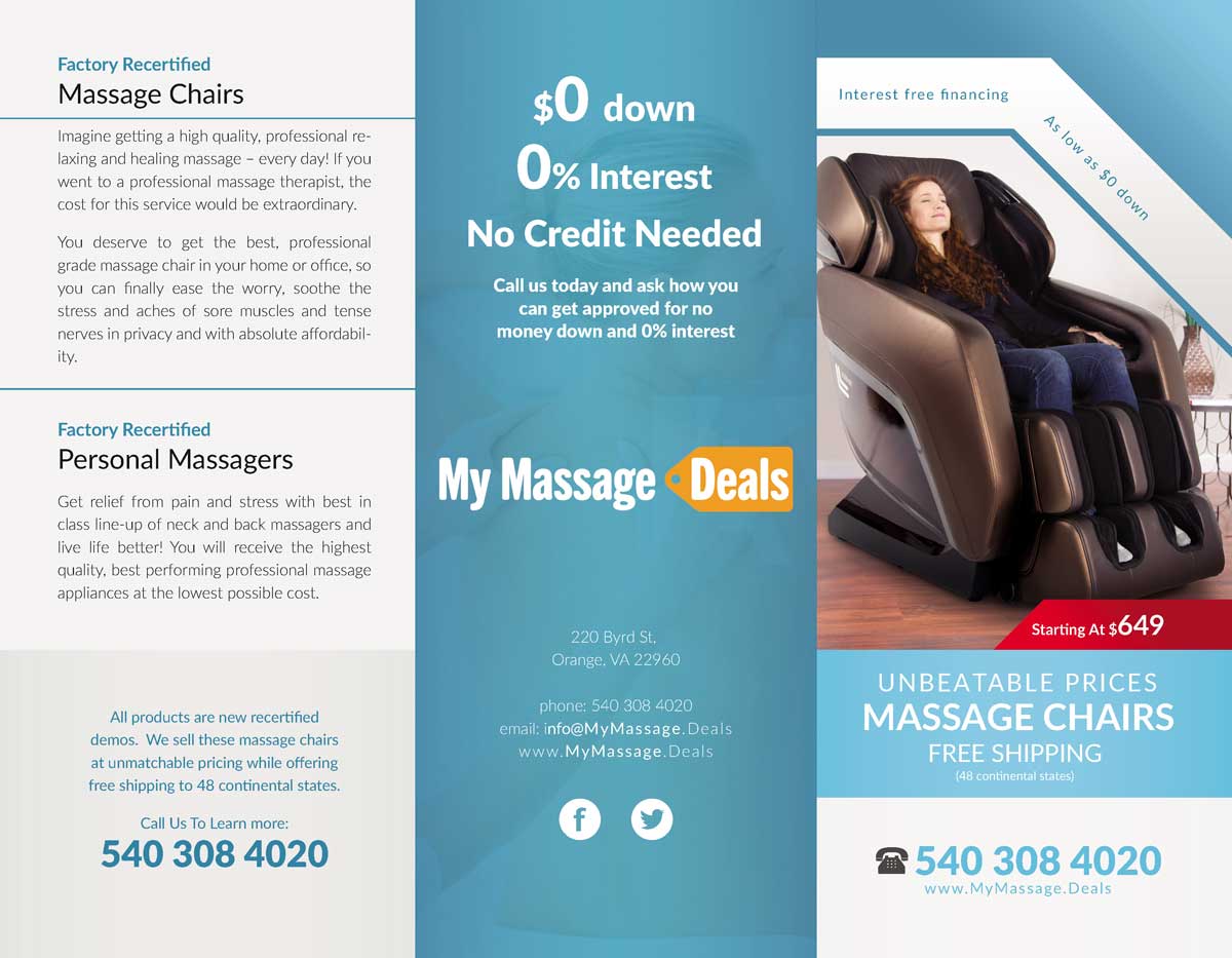 My Massage Deals - TriFold Brochure Layout Outside Design by Ok Omni